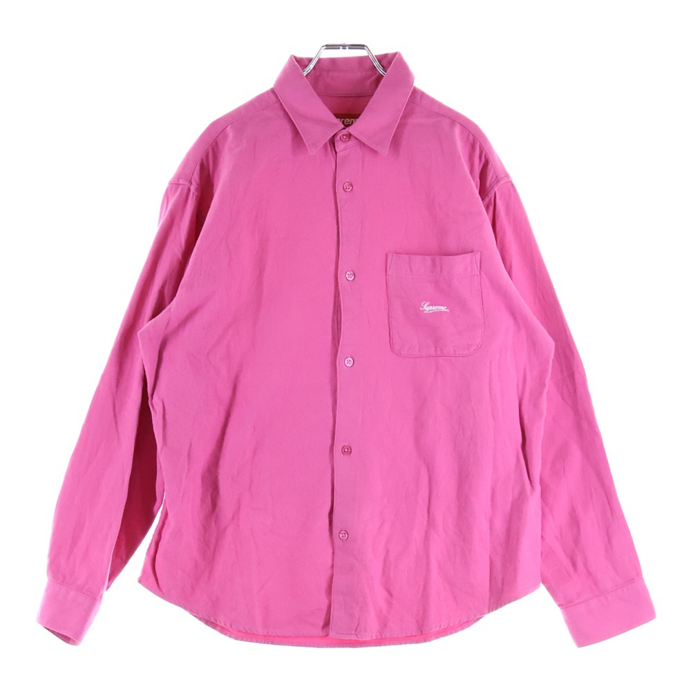 23AW FLANNEL SHIRT ロゴ刺繍 フランネルシャツ 長袖シャツ ピンク Bランク