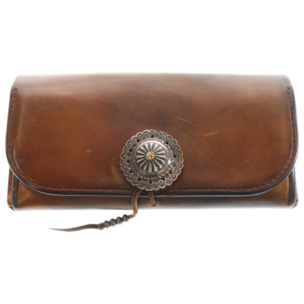 ゴローズ K18フラワーコンチョ付き 2つ折りレザー長財布 ロング