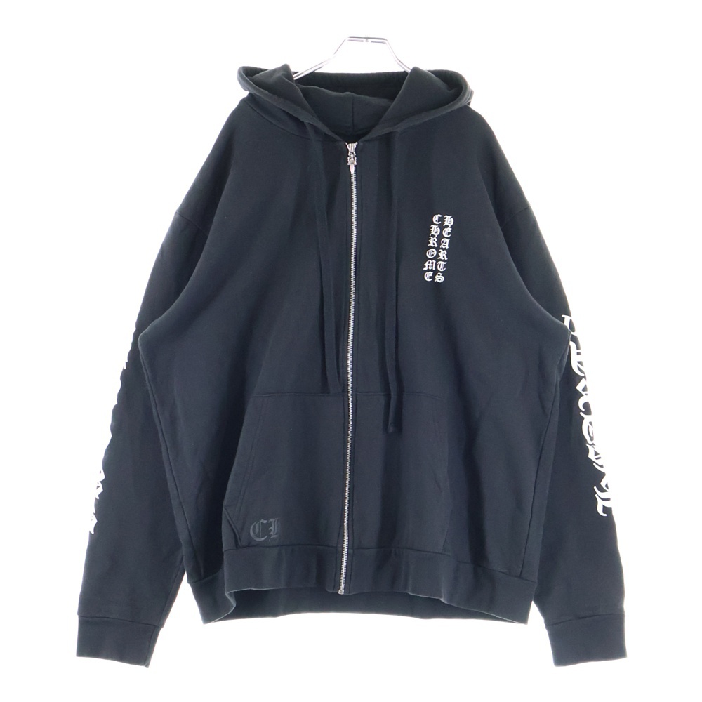 SWTSHRT HD ZIP アームロゴプリントジップアップパーカー フーディー ブラック Bランク