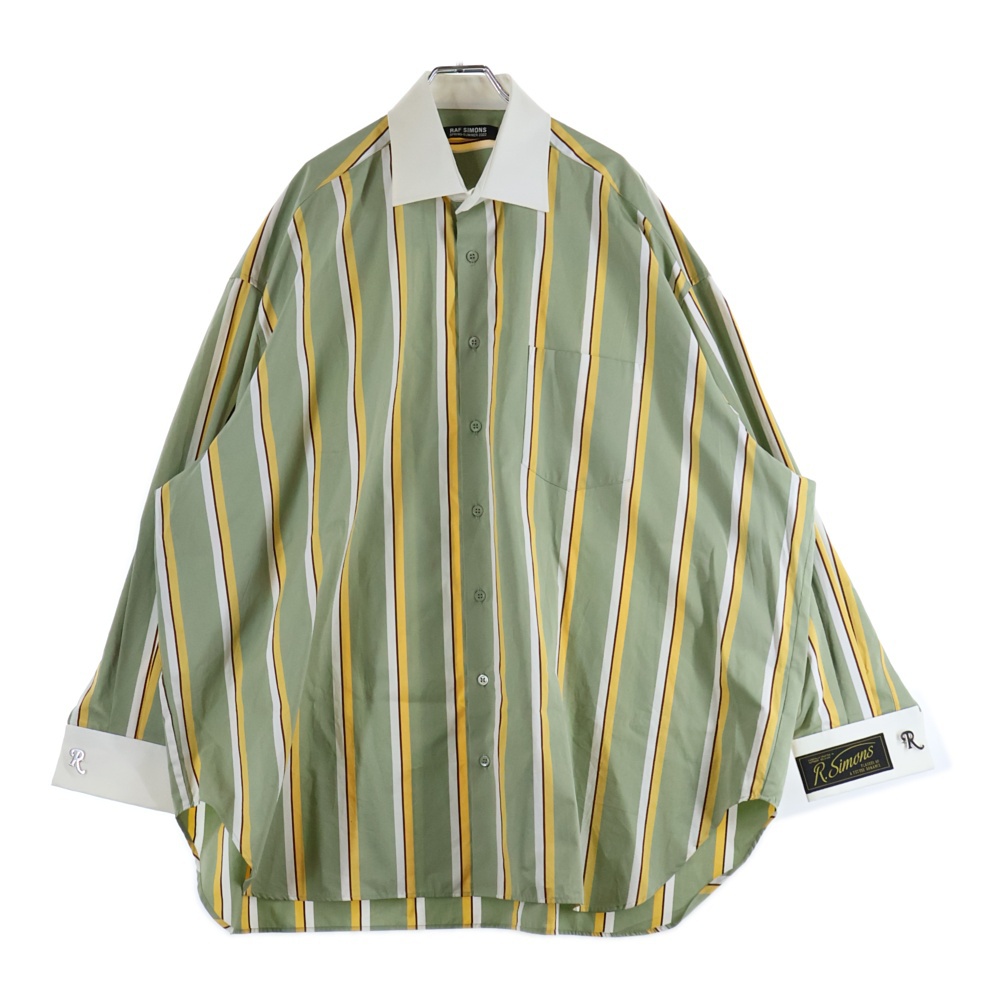 22SS ストライプ オーバーサイズ 長袖シャツ グリーン Bランク