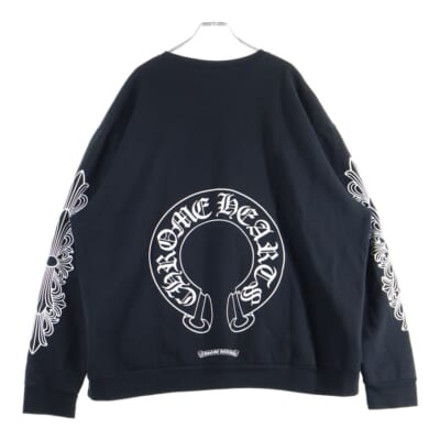 Horseshoe Crewneck Sweatshirt ホースシュープリント 袖フローラル クルーネックスウェットトレーナー ブラック Bランク