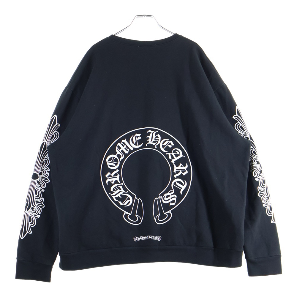 Horseshoe Crewneck Sweatshirt ホースシュープリント 袖フローラル クルーネックスウェットトレーナー ブラック Bランク
