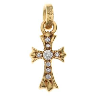 22K CRS BBYFAT P/DIA ベイビーファット クロス PAVEダイヤ ペンダントトップゴールド BCA035 Bランク