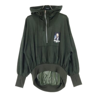 グラフィックデザイン ハーフジップフーディ ジップパーカー カーキ UC1E4807 Aランク