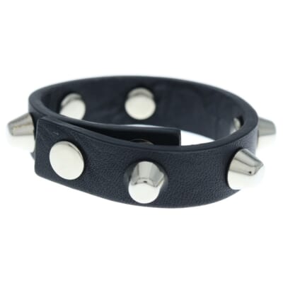 25SS 底鋲 レザーブレス カウハイドレザーブレスレット ブラック/シルバー UP1E4A05 Sランク