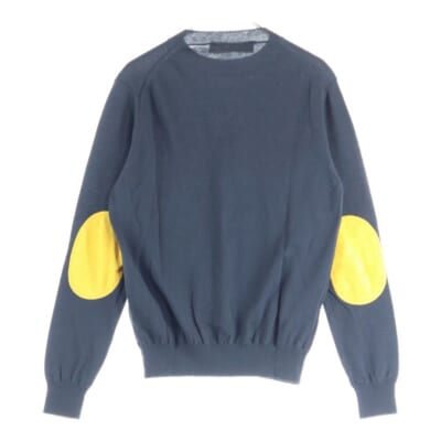 エルボーパッチクルーネックニット セーター ブラック Bランク