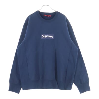 18AW Box Logo Crewneck Sweatshirt ボックスロゴ クルーネックスウェット トレーナー ネイビー Aランク