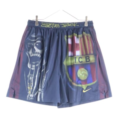×NIKE ×FC BARCELONA SKELETON HOME SHORT ナイキ FCバルセロナ スケルトンプリント ゲームショーツ ショートパンツ ネイビー Bランク