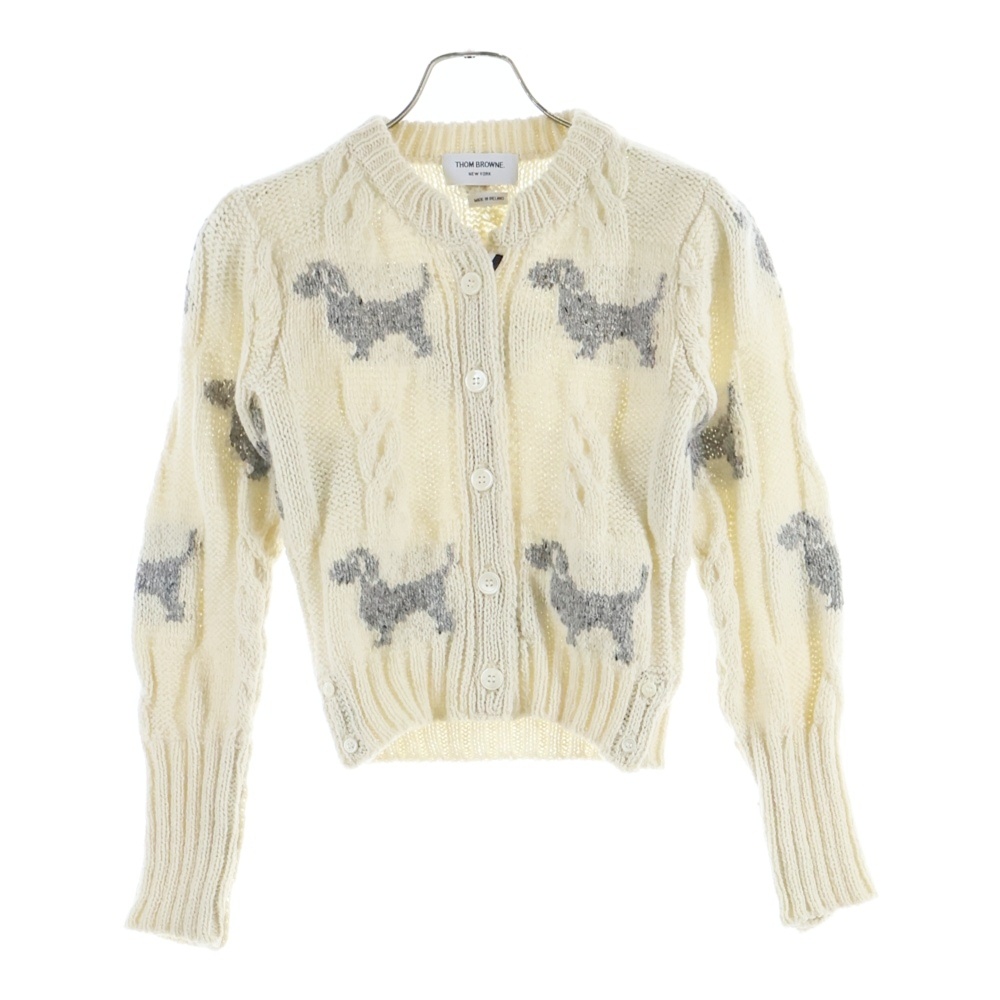 ジュガード刺繍 ラウンドネックカーディガン ニット ホワイト FKC542A レディース Bランク