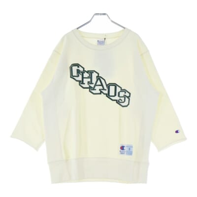 25SS ×Champion チャンピオン オーバーサイズ 7分袖 リバースウィーブ スウェットトレーナー ホワイト C8-B010 Sランク