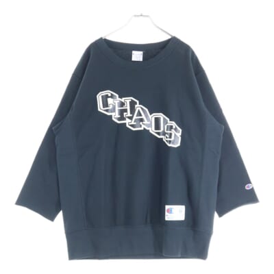 ×Champion チャンピオン オーバーサイズ 7分袖 リバースウィーブ スウェットトレーナー ブラック C8-B010 Sランク