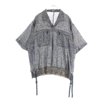 25SS 総柄 レーヨン半袖開襟シャツ オープンカラーシャツ ブラック UC1E4405 Sランク