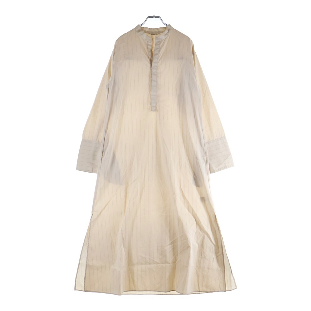 FINX NYLON STRETCH STAND COLLAR ONE-PIECE ナイロンストレッチスタンドカラーワンピース ロングワンピース ベージュ レディース A21SD04FN Aランク