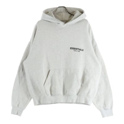 フロッキー ロゴプリント プルオーバーパーカー フーディ グレー Aランク