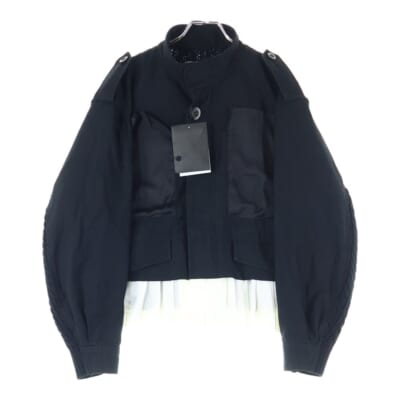 25AW 袖切替ブルゾン ドッキングジャケット レディース ブラック/ホワイト UP1E1208 Sランク