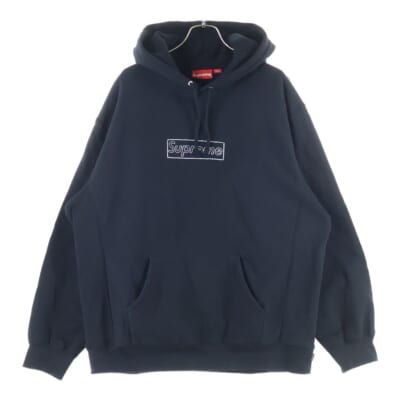 21SS KAWS Chalk Logo Hooded Sweatshirt カウズ チョークボックロゴプルオーバーフーディーパーカー ブラック Bランク