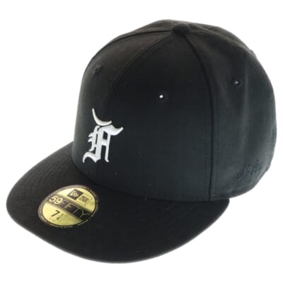 ×NEW ERA 59FIFTY ロゴ刺繍ベースボールキャップ ブラック Bランク