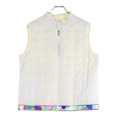 SPORT カシミヤ混 キルティング中綿ダウンベスト レディース ホワイト 0551651 Aランク