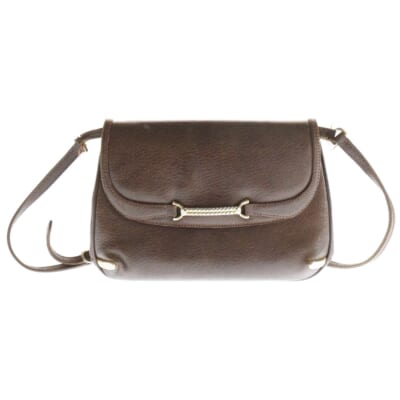 チェーンホースビット レザーショルダーバッグ ブラウン Cランク