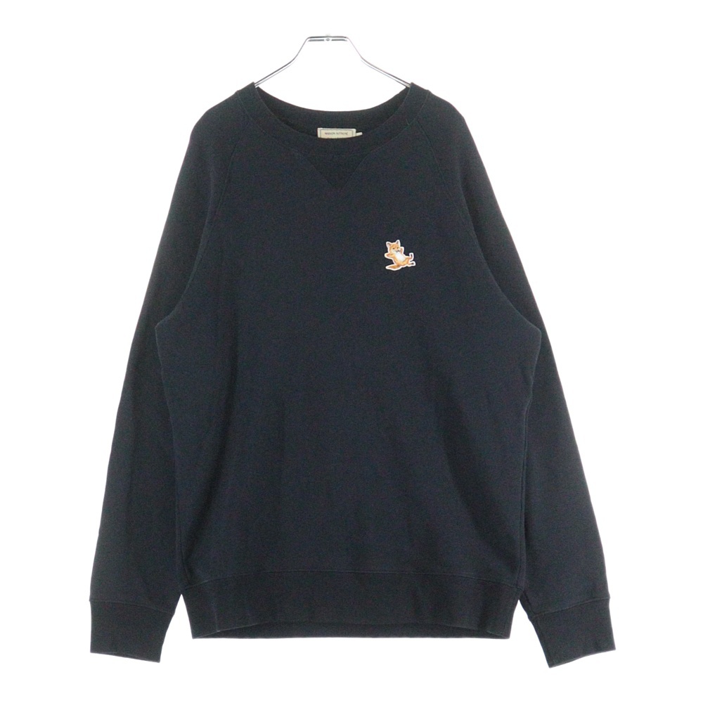 チラックスロゴ刺繍 クルーネック長袖スウェット トレーナー ブラック GU00342KM0002 Bランク