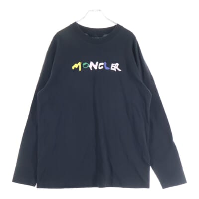 24SS マルチカラーロゴプリント ワッペン クルーネック ロングスリーブ 長袖Tシャツ カットソー ブラック J10918D00012 829HP Bランク