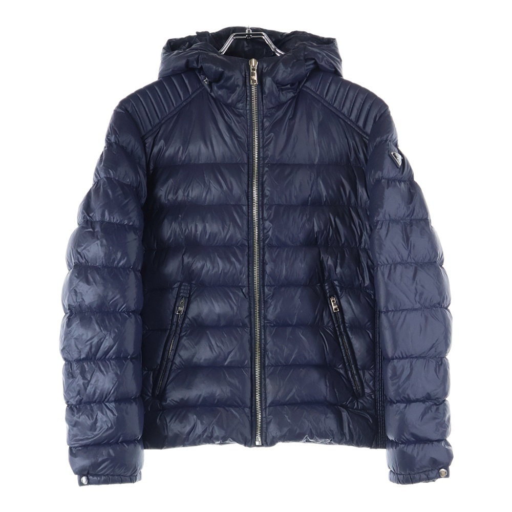 20AW トライアングルロゴプレート ナイロン フーデッド ジップアップ ダウンジャケット ネイビー SGA654 Bランク