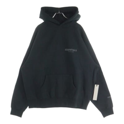 リフレクティブロゴプリント プルオーバースウェットパーカー フーディー ブラック Aランク