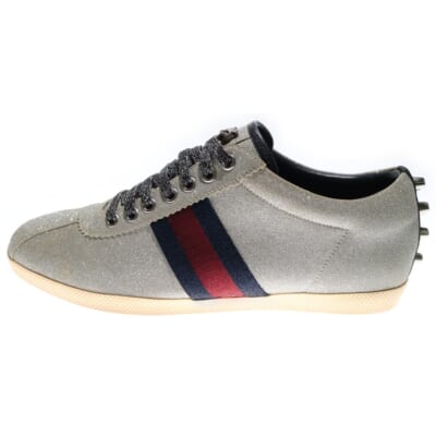 シェリーライン ラメ グリッター タイガー スタッズ レースアップ ローカットシューズ スニーカー シルバー レディース 414684 Bランク