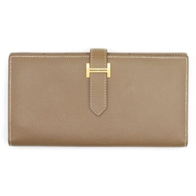 ベアンスフレ エトゥープ ヴォーエプソン 二つ折り財布 ゴールド金具 Y刻印 Aランク