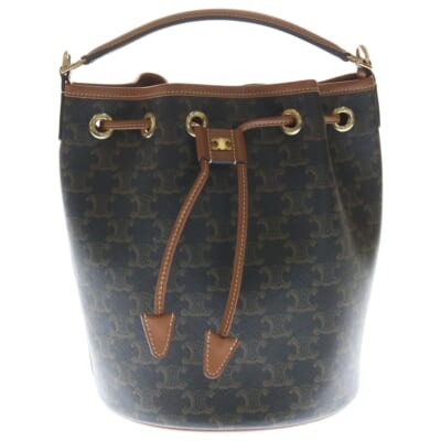 トリオンフ ティーン バケット クララ ハンドバッグ ブラウン PVC×レザー ゴールド金具 Aランク