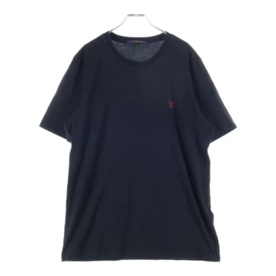 22SS ロゴ刺繍 クルーネック 半袖Tシャツ カットソー ブラック RM221Q JC8 HAY50W Bランク