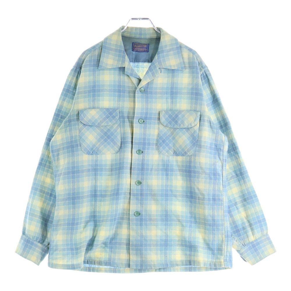 50S VNTAGE WOOL L/S CHECK SHIRT ヴィンテージ ウール チェック 長袖シャツ ブルー/ブラウン Bランク