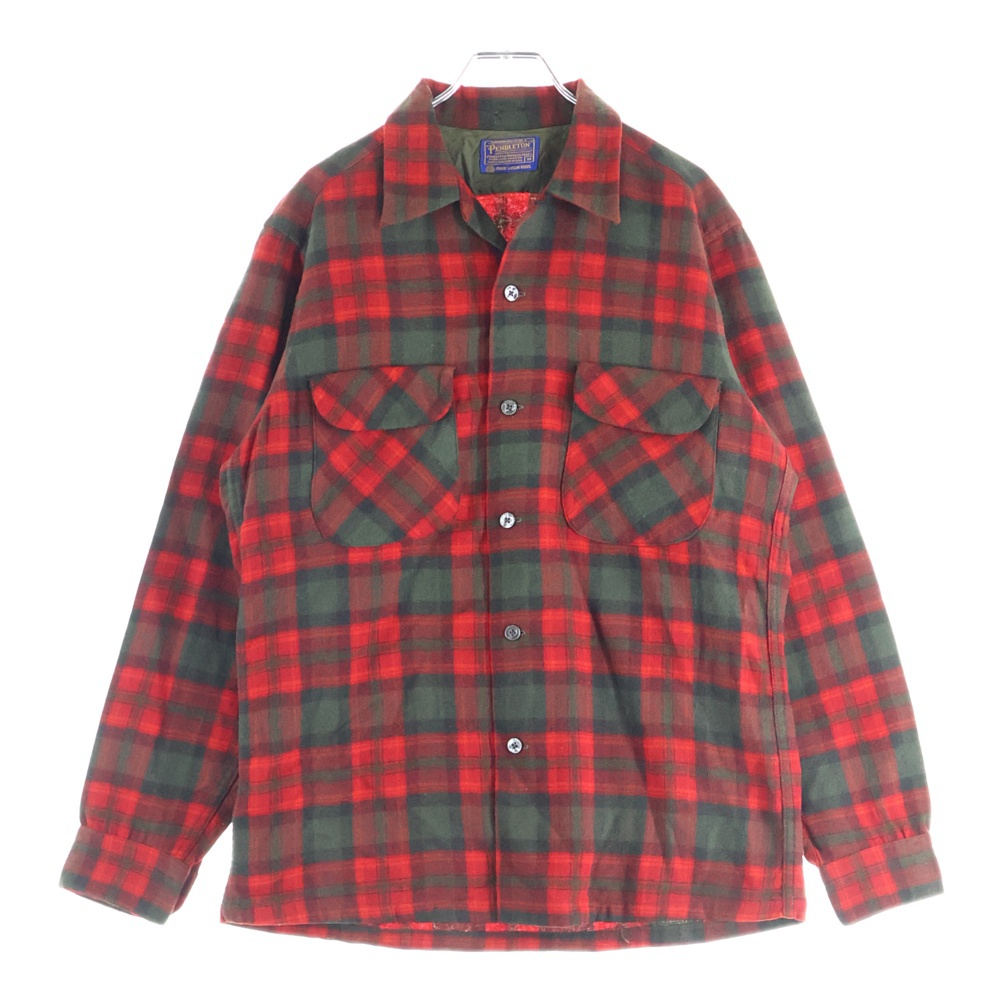 50S VNTAGE WOOL L/S CHECK SHIRT ヴィンテージ ウール チェック 長袖シャツ レッド/カーキ/ブラック Bランク