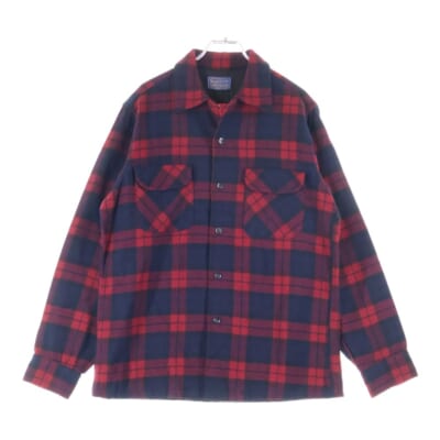 50S VINTAGE WOOL L/S CHECK SHIRT ヴィンテージ ウール 長袖シャツ レッド/ネイビー Bランク