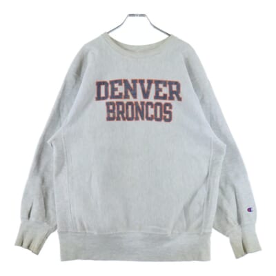 90S REVERSE WEAVE DENVER BRONCOS NFL SWEAT リバースウィーブ デンバーブロンコス プリント 刺繍タグ スウェット グレー Bランク