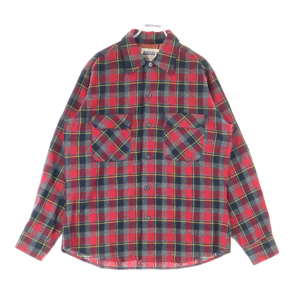 50S AMANA WOOL L/S SHIRT アマナ ウール 長袖シャツ レッド/ブラック/イエロー Bランク