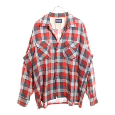 50S WOOL THE WEST WOOL NYLON CHECK L/S SHIRT ウール ナイロン チェック 長袖シャツ レッド/グレー Bランク