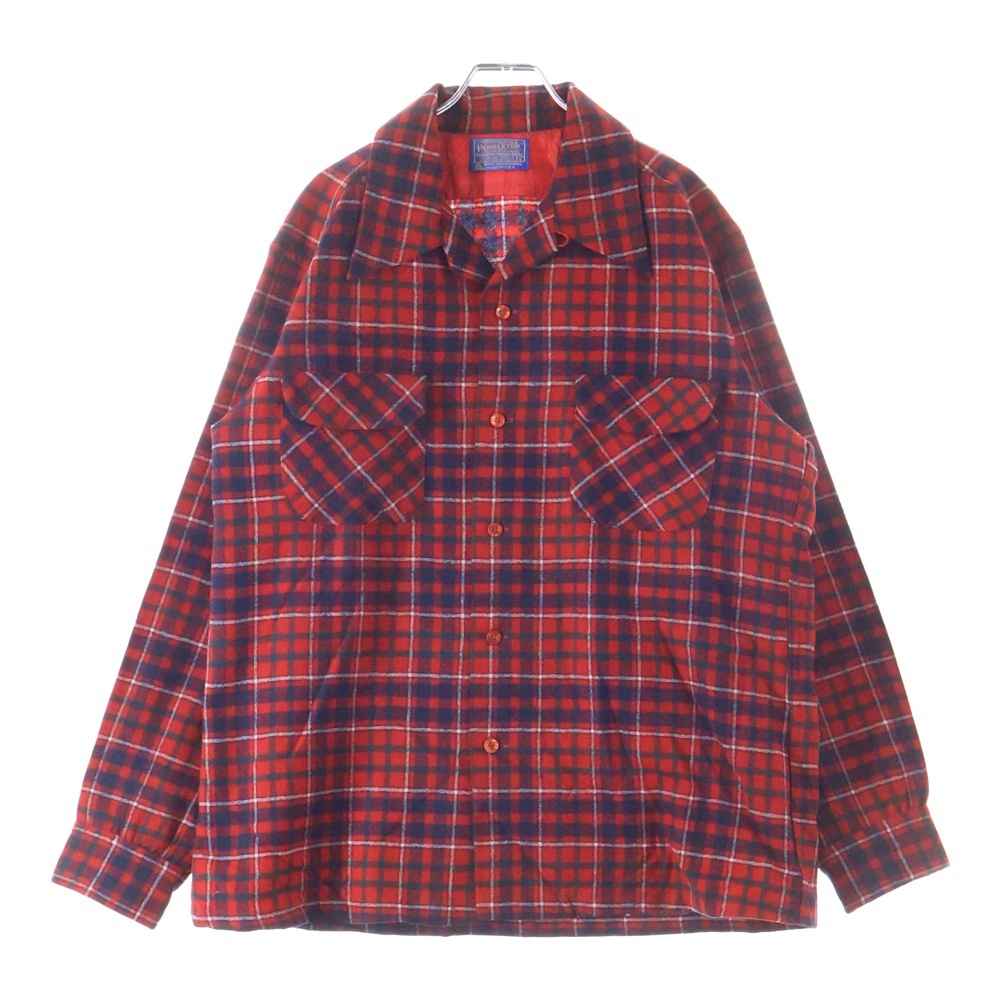 60S VINTAGE CHECK L/S SHIRT チェック 長袖 シャツ ヴィンテージ レッド/ネイビー/ホワイト Bランク