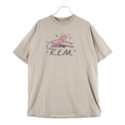 90s 1996 R.E.M. Im A Lil Angel JERZEESボディ クルーネック半袖Tシャツ ベージュ Bランク