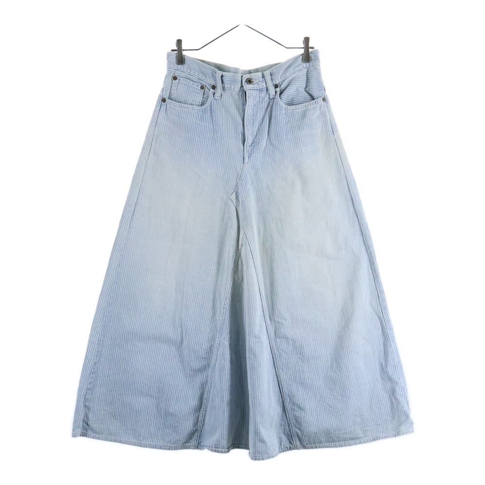 ヒッコリーデニムスカート シンチバックストライプデニムワイドスカート レディース ブルー Bランク