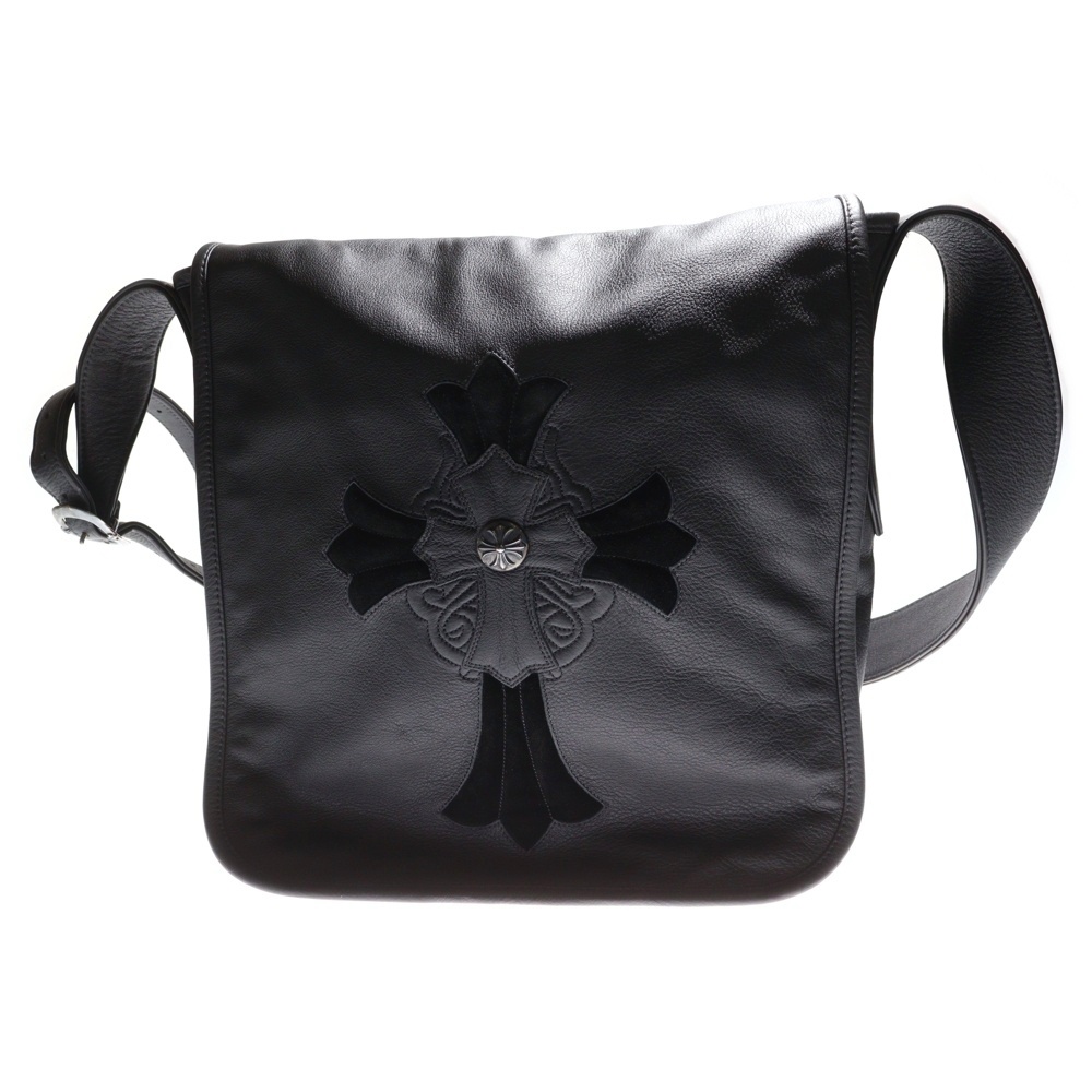クロムハーツ ブラック CROSS ショルダーバッグ クロムハーツ BAG-MAIL CH CROSS メールバッグ CHクロス レザー