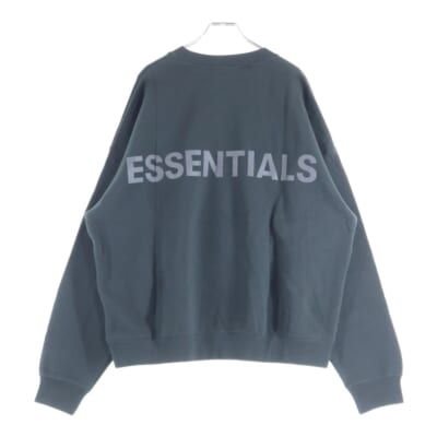 SWEATSHIRT バックリフレクターロゴプリント クルーネックスウェットトレーナー ブラック Sランク