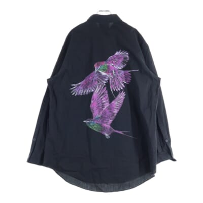 GRAPHIC SHIRT バックプリント グラフィック長袖シャツ ブラック JE9274 Aランク