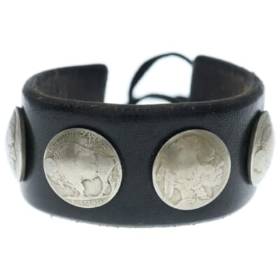 5セントコンチョ レザーブレスレット ブラック Bランク