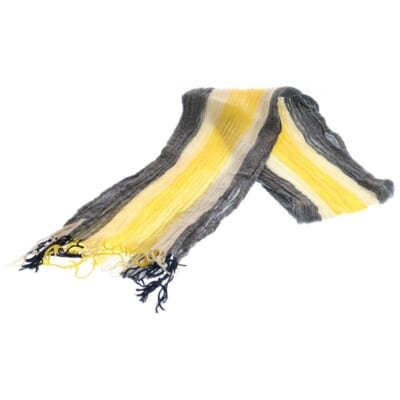 Shrink Stripe Long Stole シュリンクストライプロングストール コットンマフラー イエロー/グレー/ホワイト Bランク