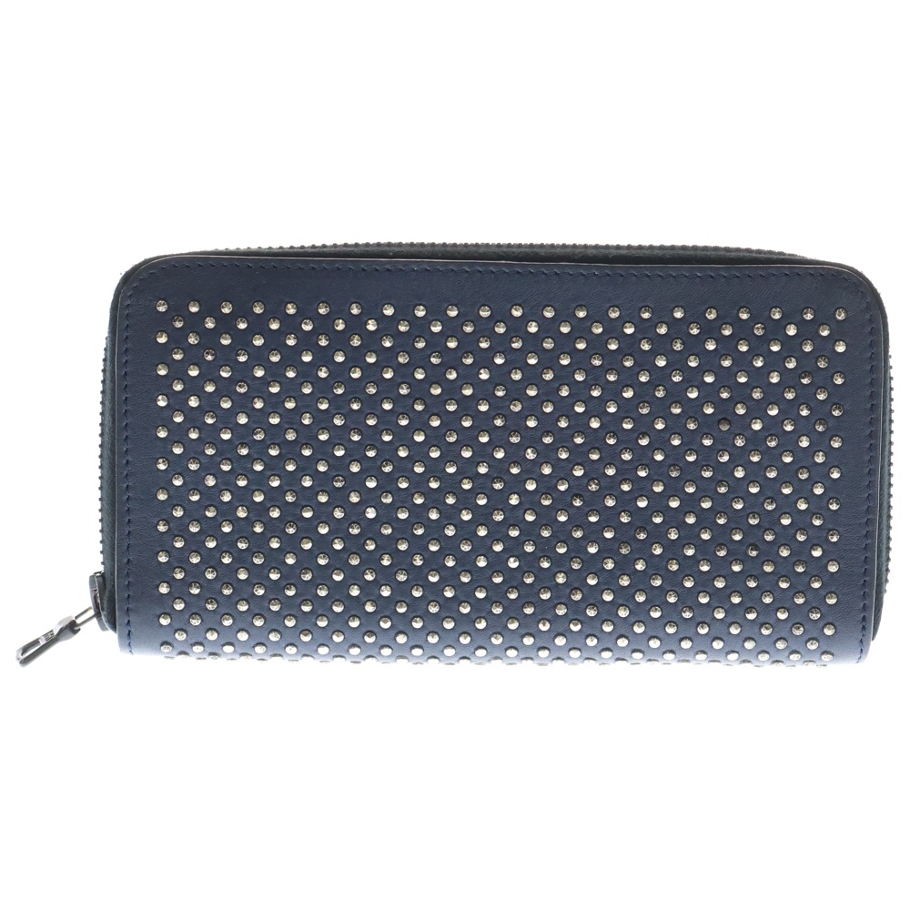 Studs Round Zip Long Wallet スタッズラウンドジップロングウォレット ラウンドファスナー長財布 ネイビー Sランク
