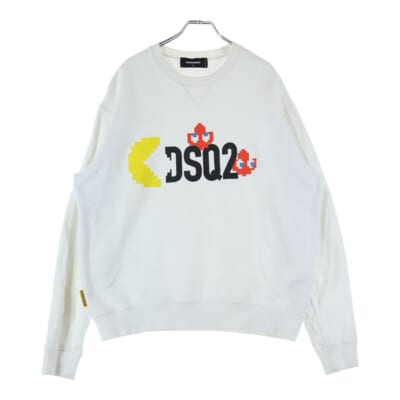 23AW Cool Fit パックマン フロントプリント クルーネック スウェットトレーナー ホワイト S71GU0638 S25516 Bランク