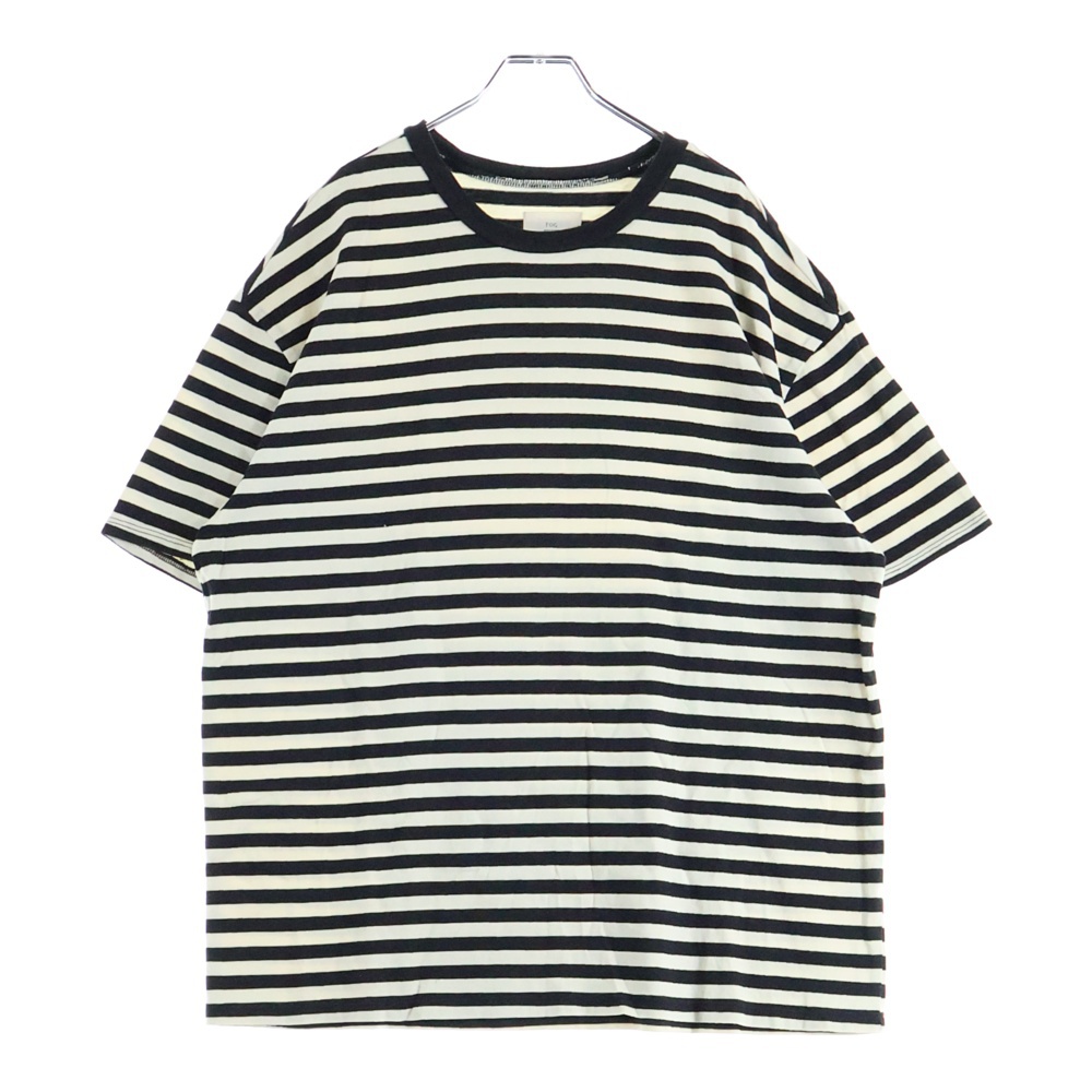 ボーダー プルオーバー クルーネック半袖Tシャツ カットソー ブラック/ホワイト Bランク