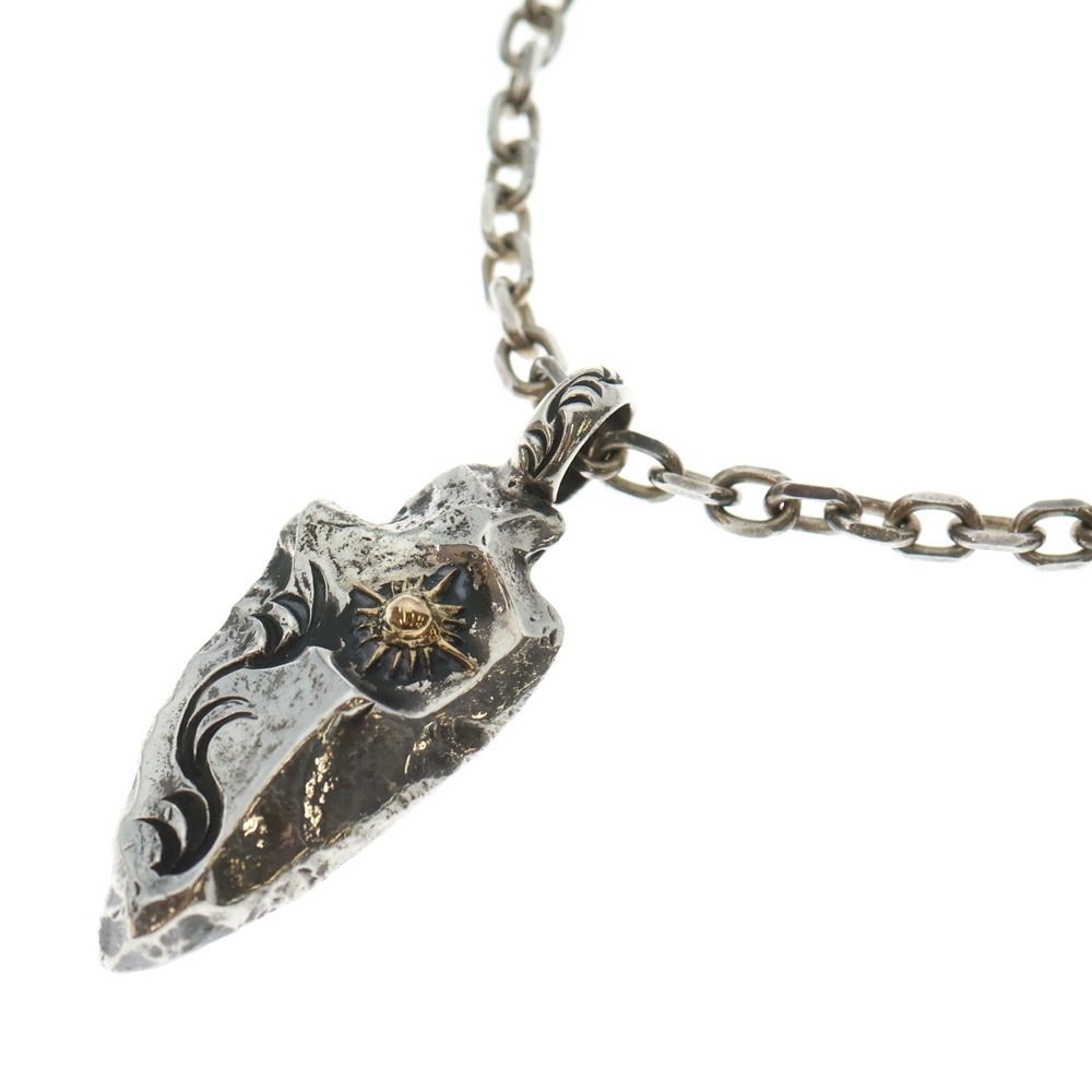 T-21b K18太陽神付き 唐草 矢じり ペンダントトップ ネックレス シルバー/ゴールド Bランク