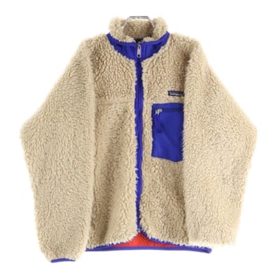 00s VINTAGE USA製 Classic Retro Cardigan クラシック レトロ カーディガン ジップアップ ボアフリースジャケット ベージュ 23024 Bランク